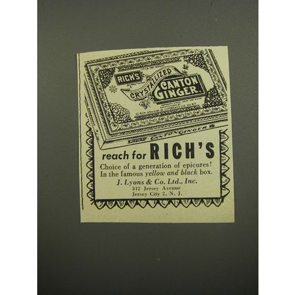 1951 Rich's Canton Ginger Ad - Reach for Rich's