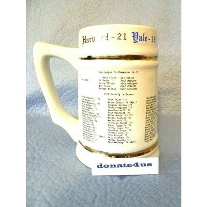 HARVARD UNIVERSITY THE REAL FOOTBALL CENTENNIAL 1874-1974 CERAMIC TANKARD
