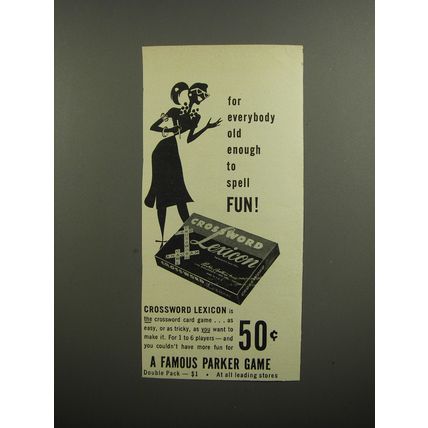 1952 Parker Brothers Crossword Lexicon Game Advertisement - For everybody
