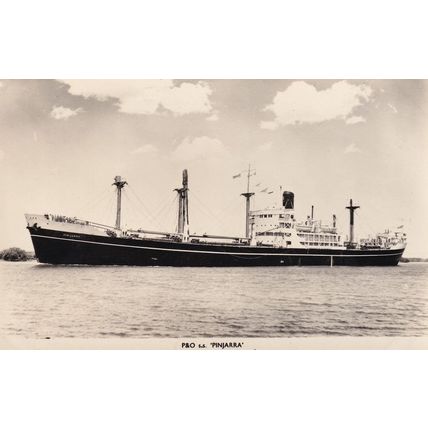 P&O Pinjarra Cargo Ship Real Photo Vintage Postcard