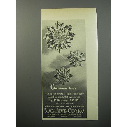 1955 Black, Starr & Gorham Jewelry Ad - Christmas Stars