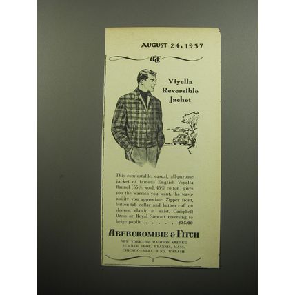 1957 Abercrombie & Fitch Viyella Reversible Jacket Advertisement