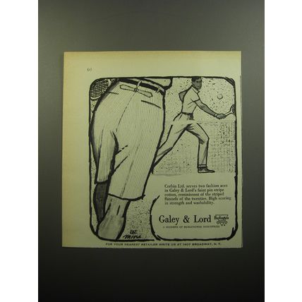 1957 Galey & Lord Corbin Ltd. Fashion Ad - Corbin Ltd. serves two fashion aces