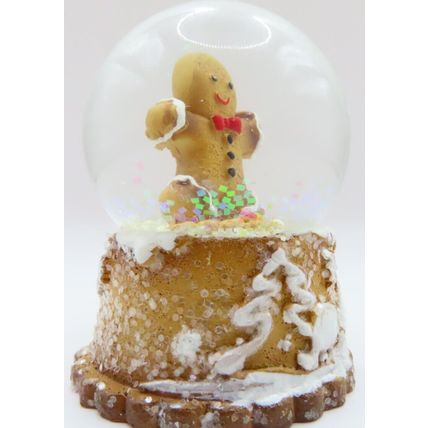 Miniature Mr Gingerbread Woman Snow Globe Glitter Christmas 6 CM Gift Holiday