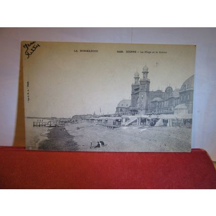 LA PLAGE ET LE CASINO, DIEPPE, FRANCE unused antique postcard #