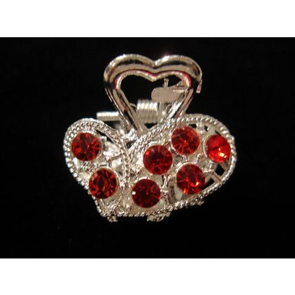 small mini silver metal hair claw clip with crystals bridal clip