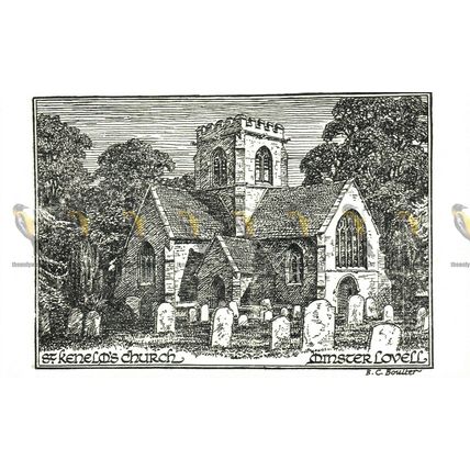 St. Kenelm's Church, Minster Lovell, Oxon, Boulter Pen & Ink Sketch Postcard