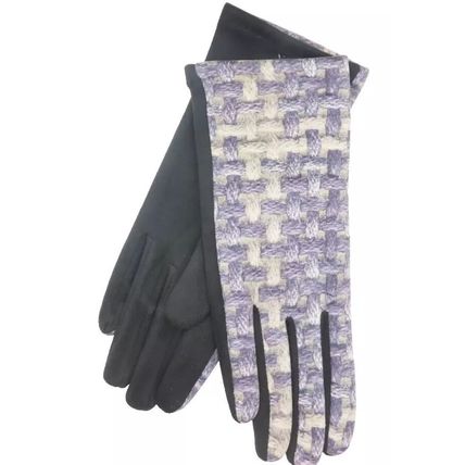Ladies Gloves Shades of Grey Detail with Black Back 23 CM Clothing Accessory