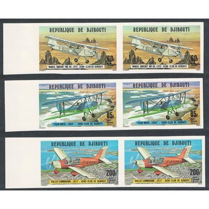 Djibouti Aero Club 3v imperf pairs with margin 1978 MNH SG#721-723 MI#209-211