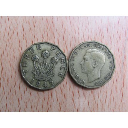 GB 1942 George VI Brass Threepence 3d Coin