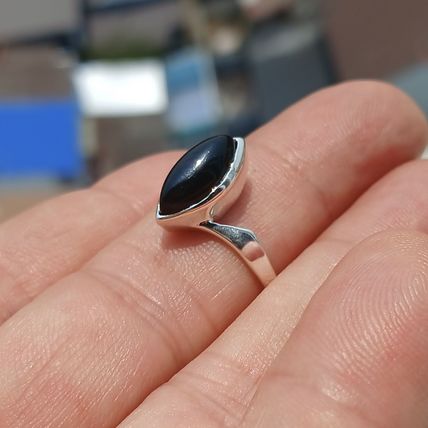 Minimalist Black Onyx silver Ring, Sterling Silver Ring, Gift, black Onyx Gem