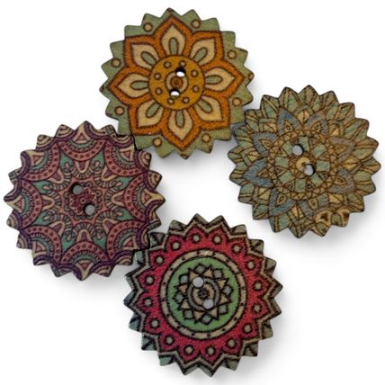 25mm Wooden Buttons Retro Vintage Sewing Craft 2 Hole Card Making Knitting Diy
