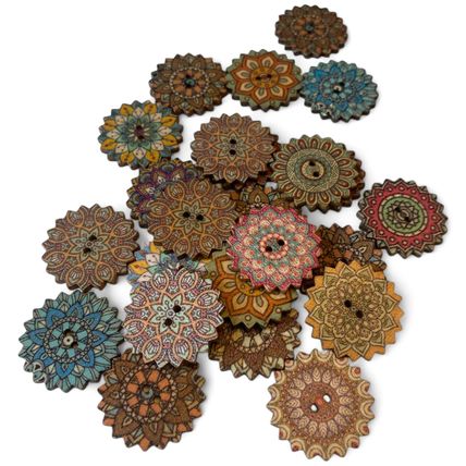 25mm Wooden Buttons Retro Vintage Sewing Craft 2 Hole Card Making Knitting Diy