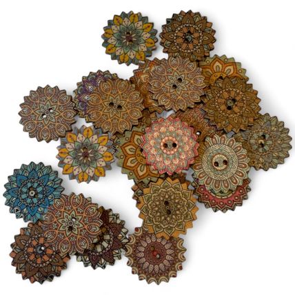 25mm Wooden Buttons Retro Vintage Sewing Craft 2 Hole Card Making Knitting Diy