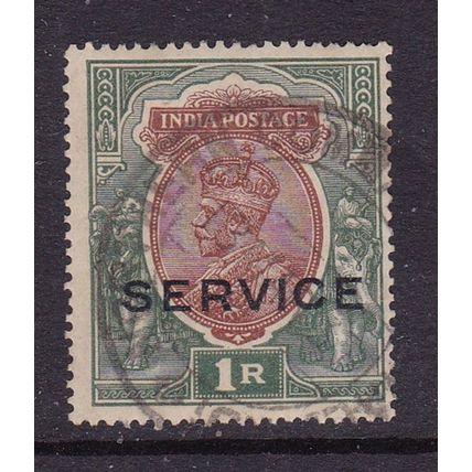 INDIA 1912-13 SERVICE GEORGE V 1R USED SG O91 WMK SINGLE STAR