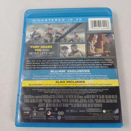 Fury - 2014 - Rated R - Blu/Ray DVD - Used