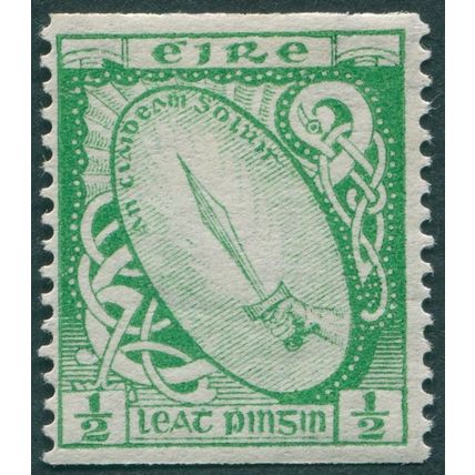Ireland 1934 ½d bright green Imperf x perf 14 Wmk sideways SG71a unused