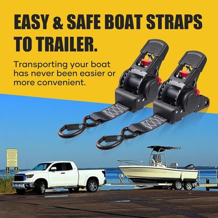 Ayaport Retractable Ratchet Straps 2 Inch X 6Ft Boat Transom Tie down Straps to