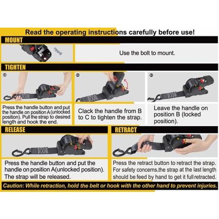 Ayaport Retractable Ratchet Straps 2 Inch X 6Ft Boat Transom Tie down Straps to