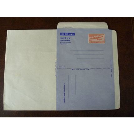 India 1960 Aerogramme mint 20np Douglas DC4 plane postal stationery by air mail