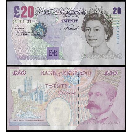 England 1999–2006 banknote 20 Pounds sign. M. Lowther P-390a VF/AXF