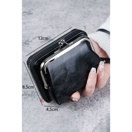 Black Minimalist Wristlet PU Leather Coin Purse