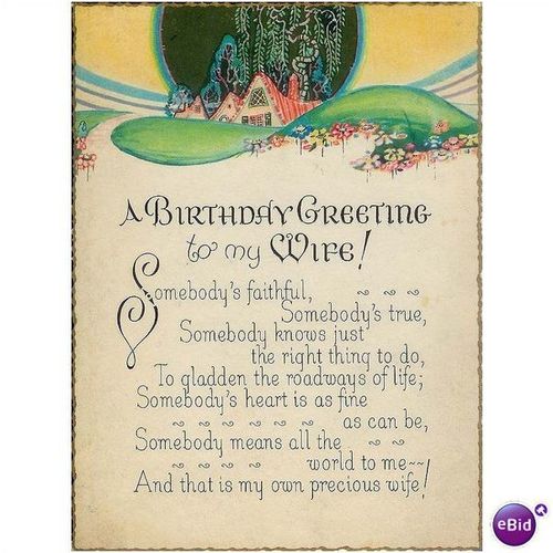 1929 "Birthday Greeting to my Wife"