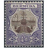 Bermuda 1908 SG34 1/4d Brown & Violet.Mounted Mint