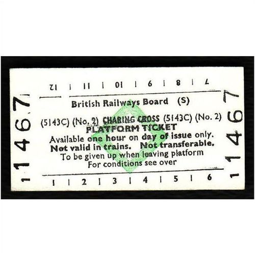 Railway Platform Ticket CHARING CROSS No.2 BRB(S) Green Diamond Edmondson
