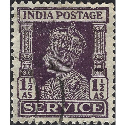 INDIA, King George VI Service, blue-violet 1942, 1½Anna, #3