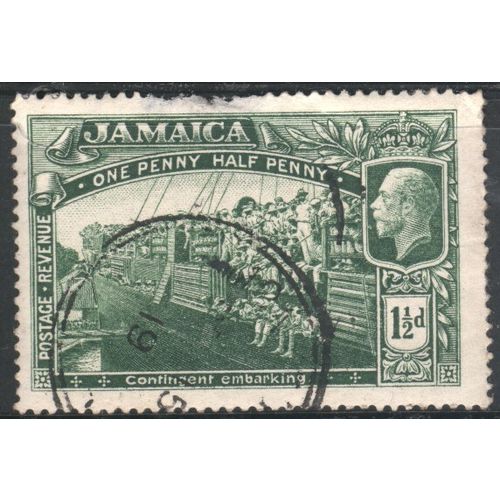 Jamaica 1919 - SG93 - 1½d green - KGV War Contingent Embarking - used
