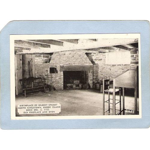 Rhode Island North Kingston Birthplace Of Gilbert Stuart Old Fireplace & O~585