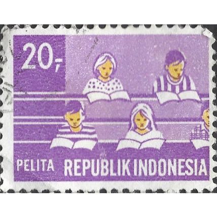 INDONESIA, Children in school, violet 1969, 20R, #2