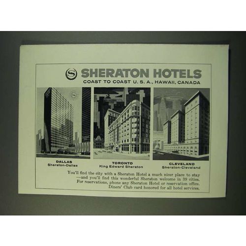1960 Sheraton Hotels Ad - Sheraton-Dallas, King Edward Sheraton, Cleveland