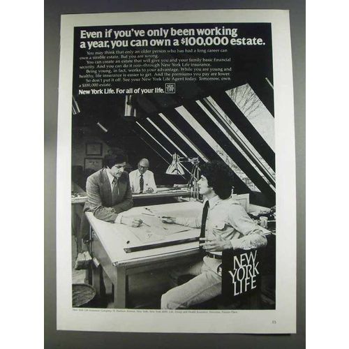 1980 New York Life Insurance Ad - $100,000 Estate