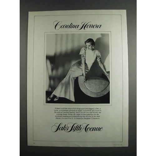 1984 Saks Fith Avenue Carolina Herrera Fashion Ad