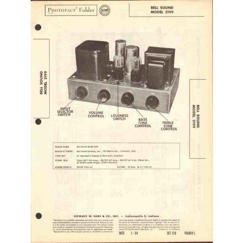 BELL SOUND model 2199 12 watt audio amplifier Sams Photofact manual