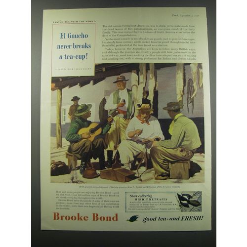 1957 Brooke Bond Tea Ad - El Gaucho never breaks a tea-cup