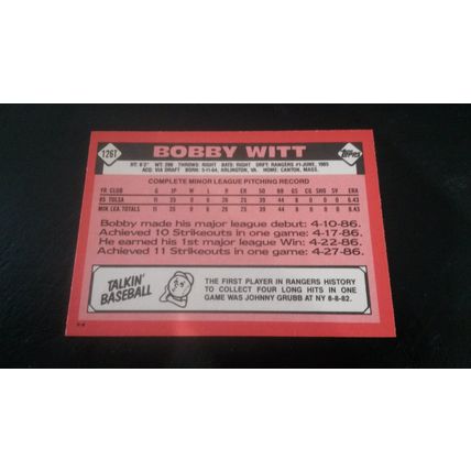 1986 Topps Traded Card # 126T Bobby Witt Excellent (5) Texas Rangers