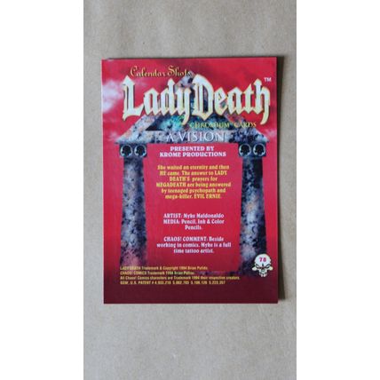 Lady Death All-Chromium Base trading Card # 78 (C) 1994 Chaos Krome comics