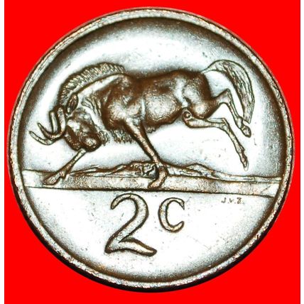 WILDEBEEST: SOUTH AFRICA ★ 2 CENTS 1976 Fouche (1968-1975)! LOW START★NO RESERVE