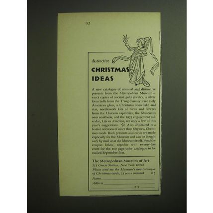 1974 The Metropolitan Museum of Art Ad - Distinctive Christmas Ideas