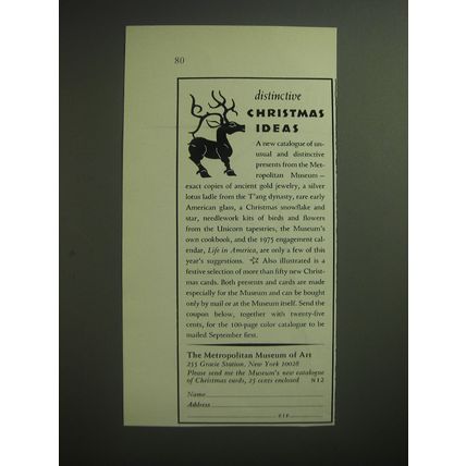 1974 The Metropolitan Museum of Art Advertisement - Distinctive Christmas Ideas