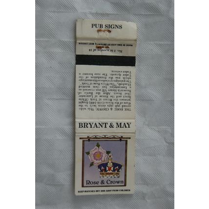 old Matchbook Cover - Pub Signs - Rose & Crown