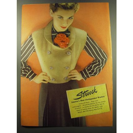1949 Stroock Wool Dress Ad - Stroock America's Most Distinguished Woolens
