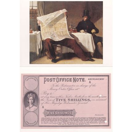 Post Office History Bank Note Newspapers 2x Mint Postcard s