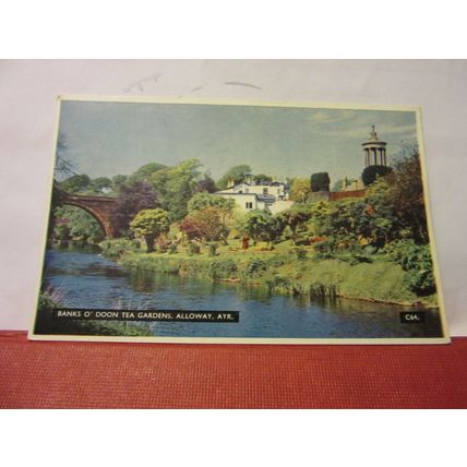 TEA GARDENS AND BANKS OF DOON, ALLOWAY used postcard by A D Henderson 1955 pm /