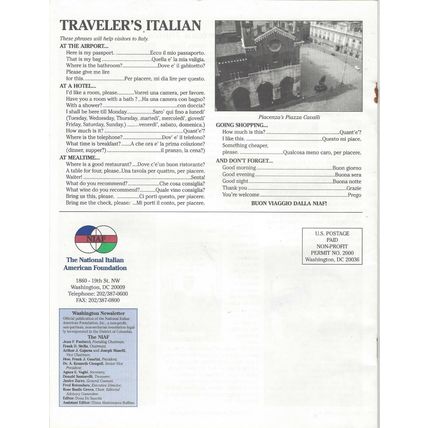Vintage National Italian American Foundation Washington Newsletter