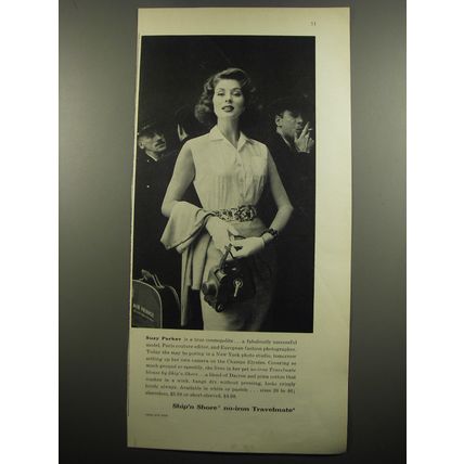 1955 Ship'n Shore Travelmate Blouse Ad - Suzy Parker is a true cosmopolite