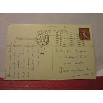 THE PAVILION ROCKERY GARDENS, BOURNEMOUTH, used vintage postcard 1957 pm =